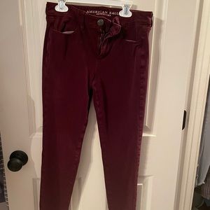 American Eagle High Rise,Maroon Jegging, Size 4